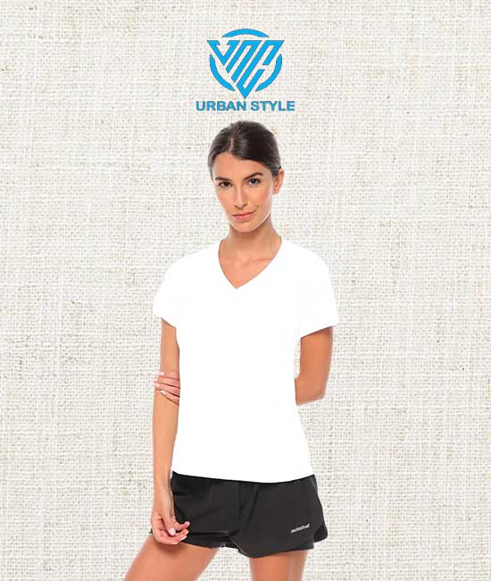 Camiseta blanca cuello en V de Mujer